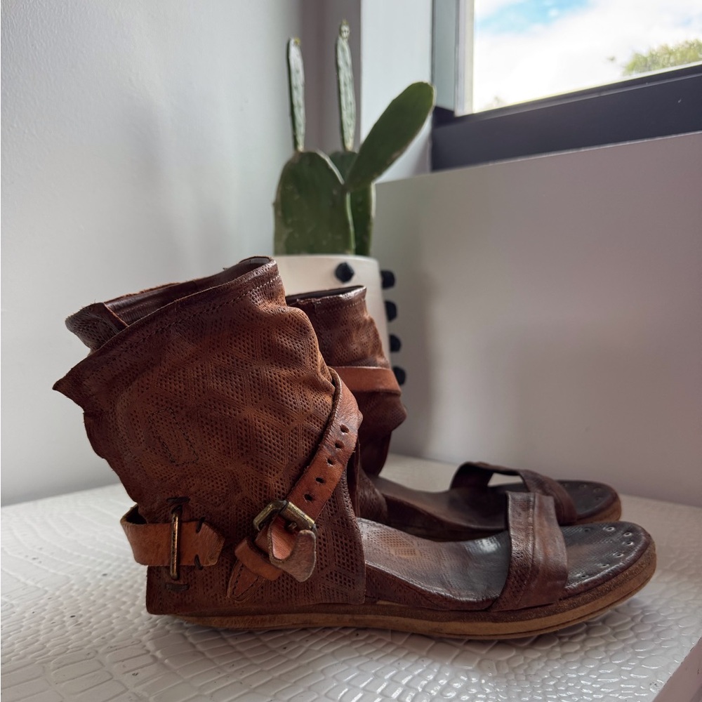 🤎 Size 38 A.S.98 Benson Bootie Sandal in Cognac